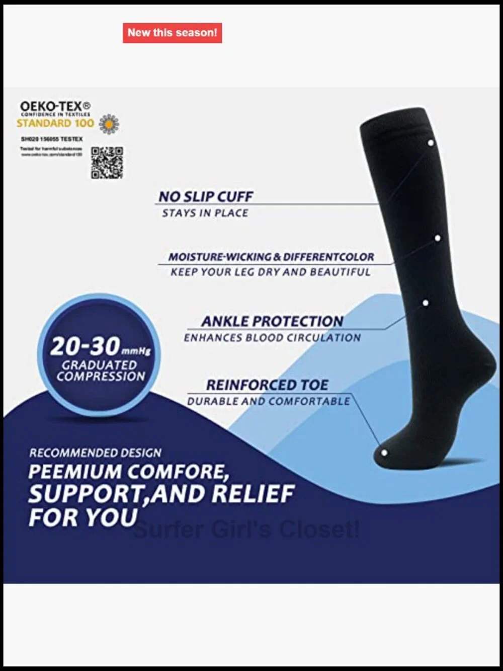 8 Pairs Compression Socks 20-30 mmHg Knee High for Running Travel Athletic